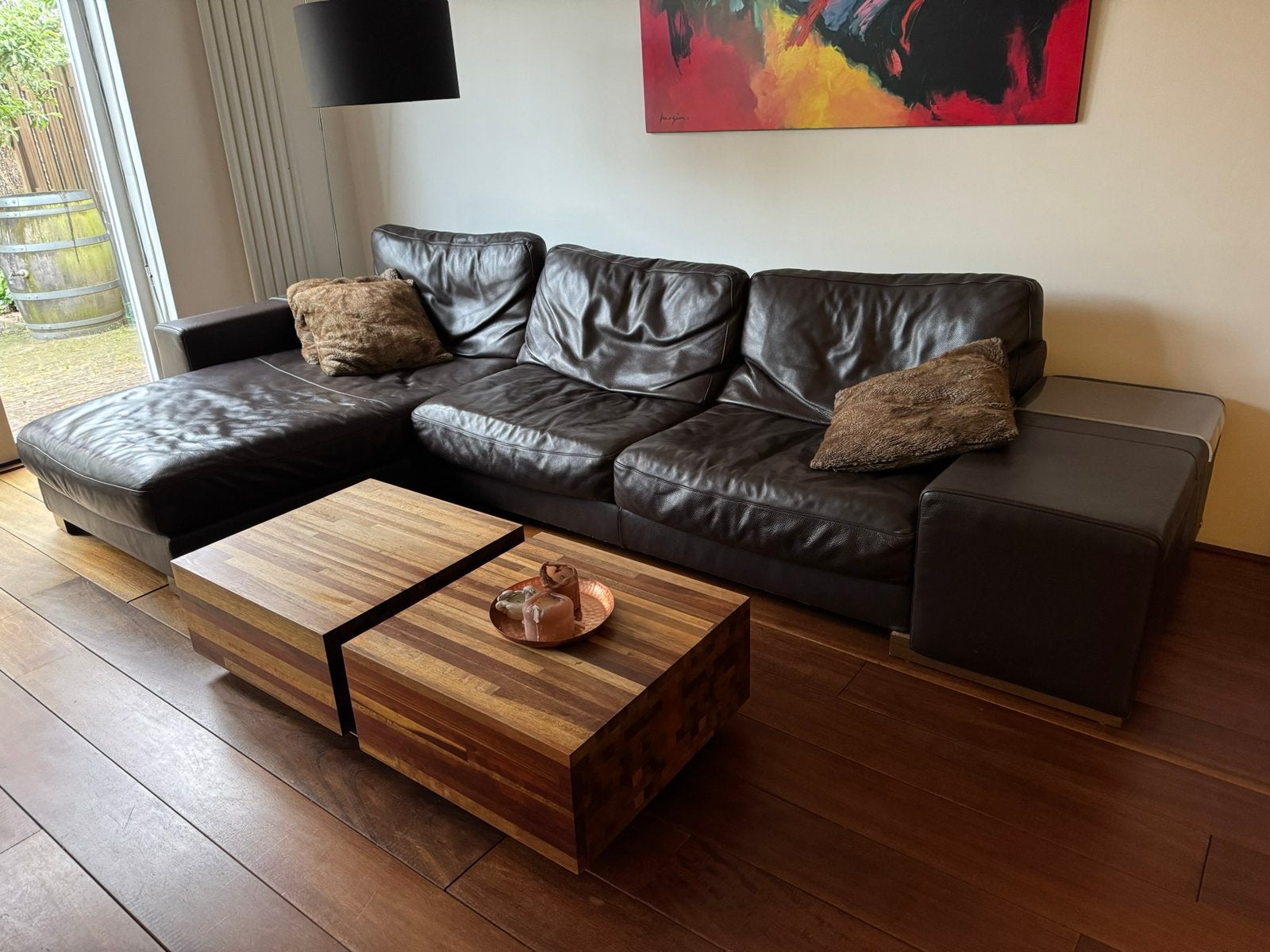 Leren design bank, merk Natuzzi, bruin, Ophalen, Gebruikt, Leer