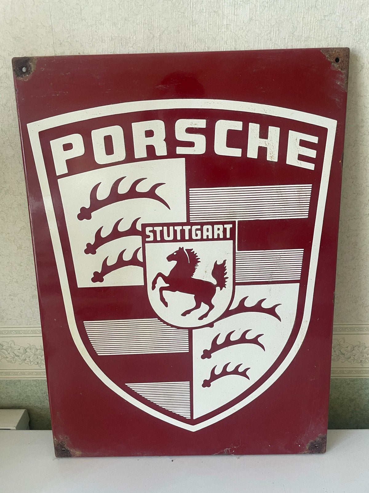 Vintage Porsche Emaille Bord - Stuttgart Logo, Ophalen of Verzenden, Gebruikt, Auto's