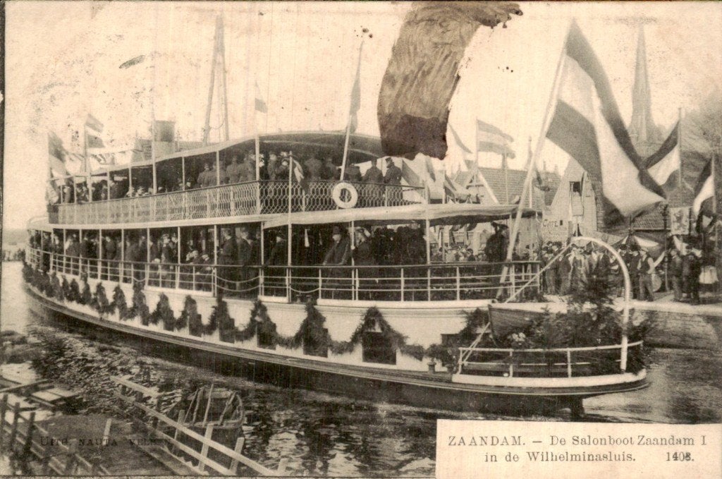 Zaandam - Salonboot Zaandam I - Wilhelminasluis, Ophalen of Verzenden, Voor 1920, Gelopen, Noord-Holland
