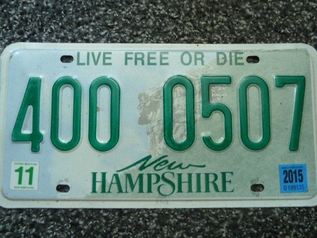 Kentekenplaat licenseplate New Hampshire no 3 USA, Verzenden, Gebruikt, Auto's