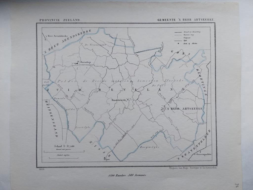 26 / 's Heer Abtskerke Zeeland Litho uit 1866 van J. Kuyper, Ophalen of Verzenden
