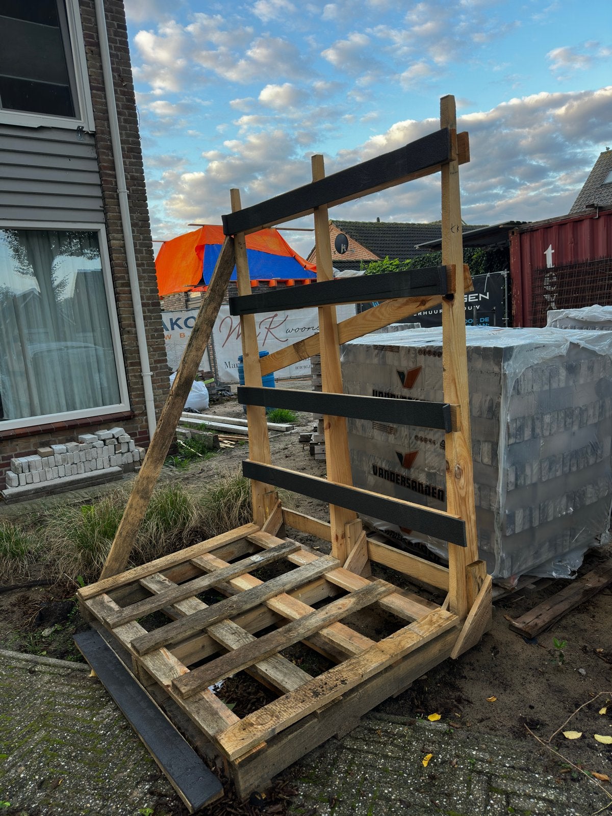 Houten opslagrek voor bouwmaterialen, Gebruikt, Overige typen, Ophalen of Verzenden, Overige houtsoorten