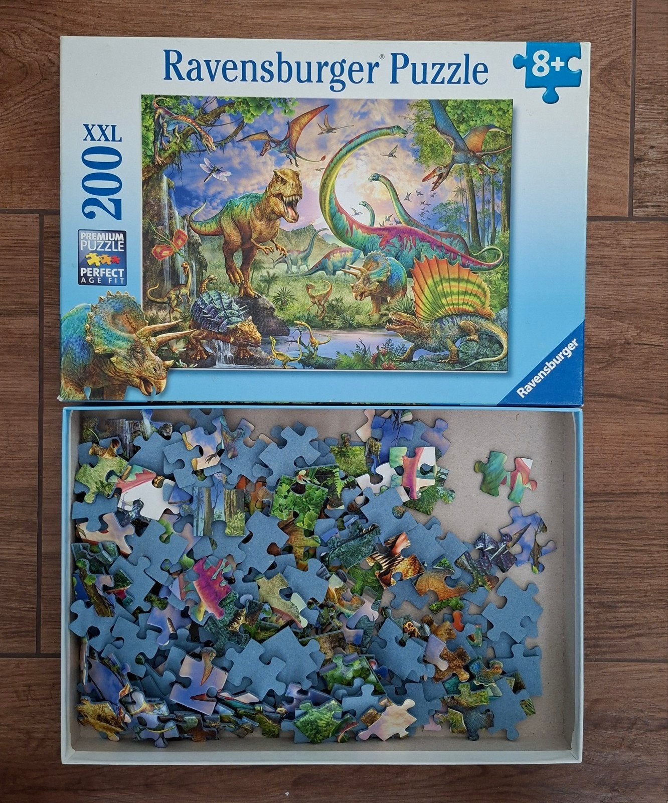 Dinosaurus puzzel 200 stukjes XXL, Ophalen of Verzenden, Minder dan 500 stukjes, Zo goed als nieuw