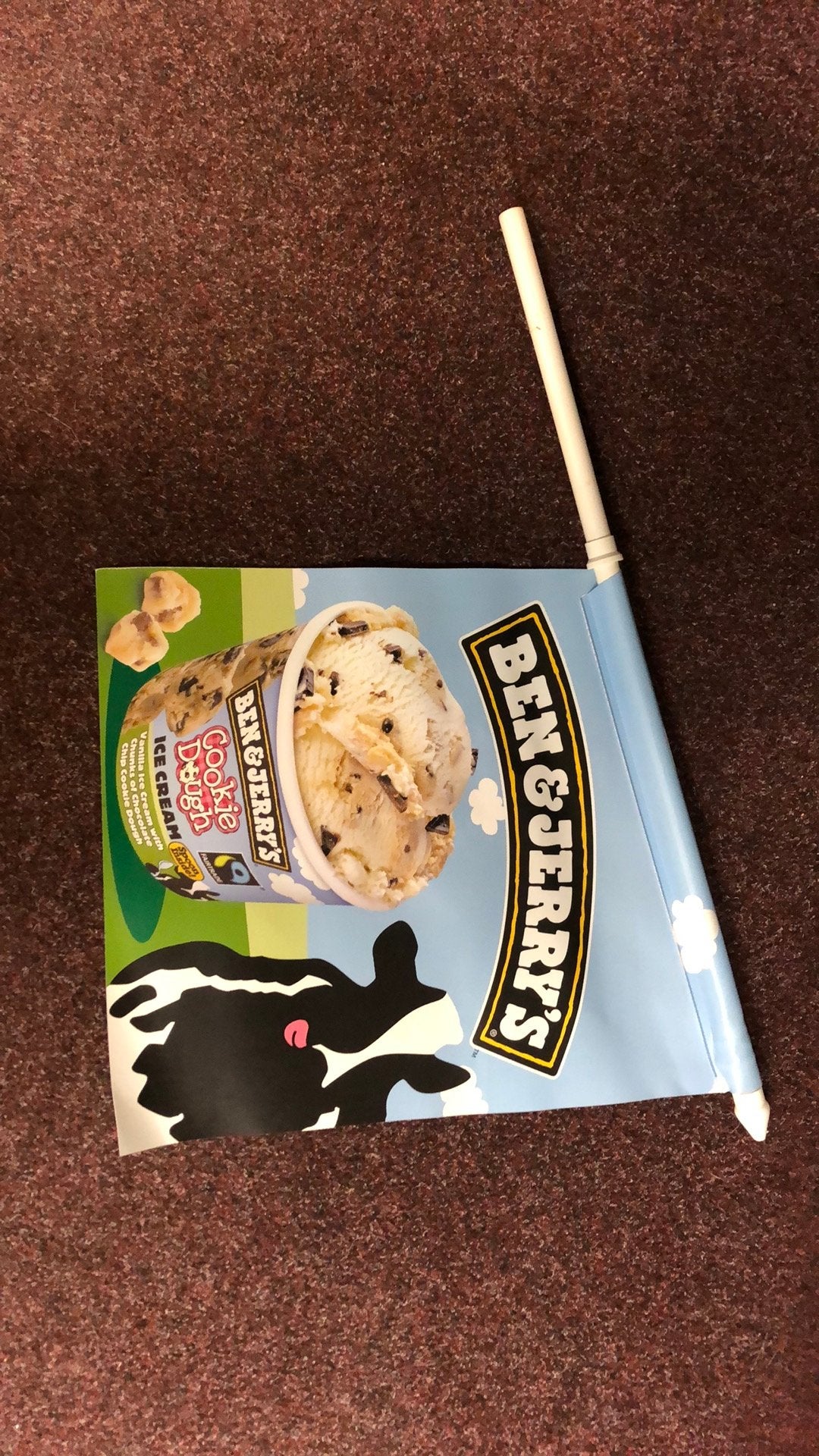 Ben & Jerry's Vlag Dubbelzijdig Bedrukt 40x40 cm, Ophalen of Verzenden, Gebruikt, Overige typen