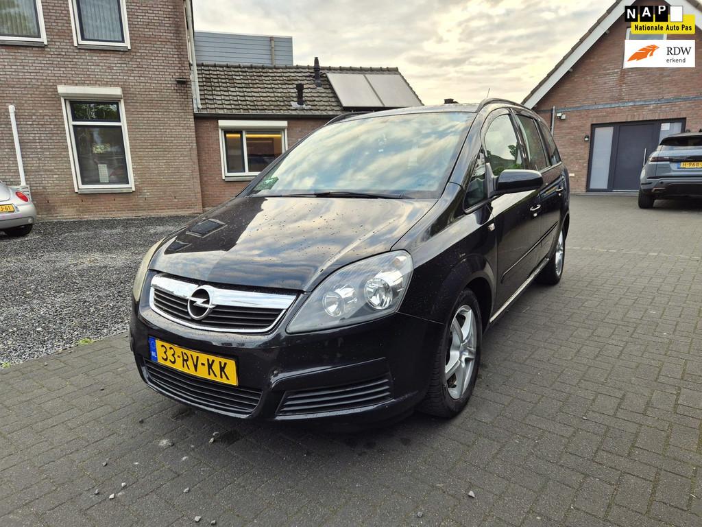 Opel Zafira 1.6 Enjoy 7 Persoons Airco Trekhaak, Auto's, Voorwielaandrijving, Stof, Gebruikt, Zwart