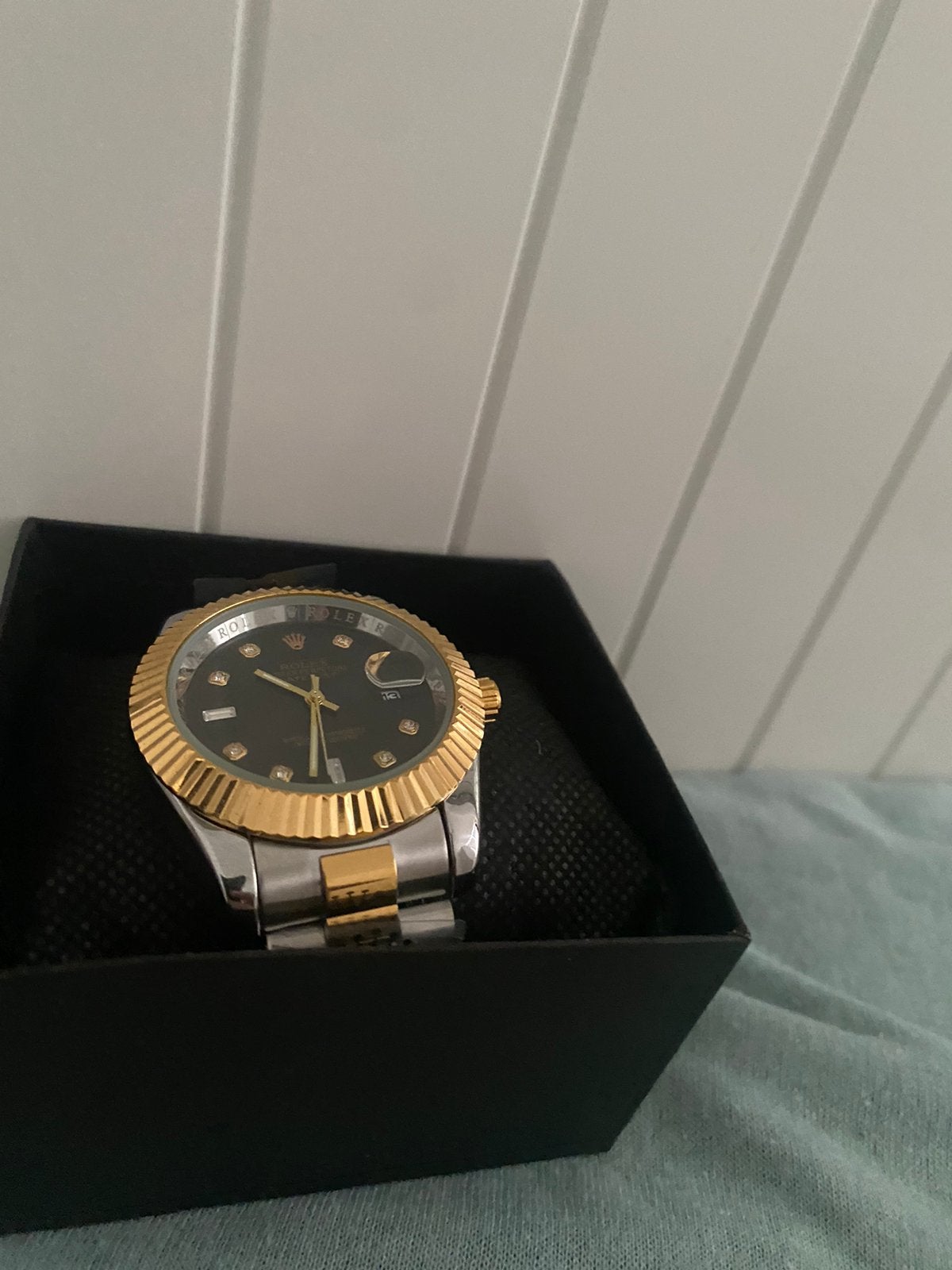 Mooie horloge goud, Ophalen, Nieuw, Waterdicht, Grijs