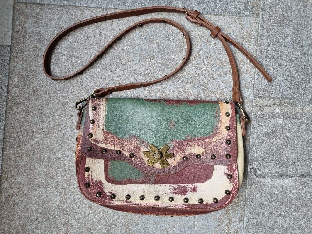 Desigual tas bruin / groen / beige, Ophalen of Verzenden, Zo goed als nieuw, Beige, Schoudertasje