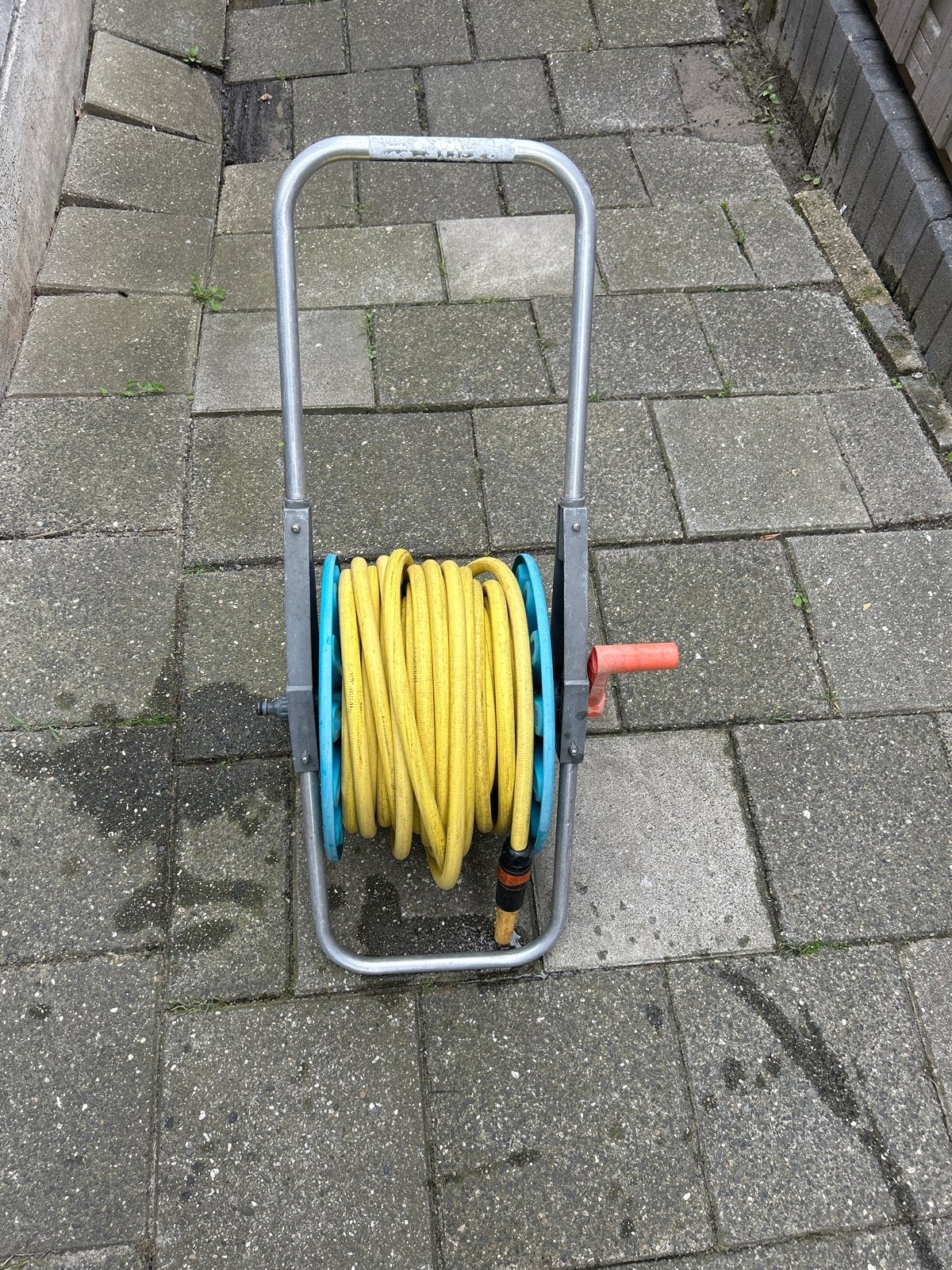 Tuinslanghaspel met ca. 34 meter slang, Ophalen of Verzenden, Gebruikt, Tuinslanghaspel