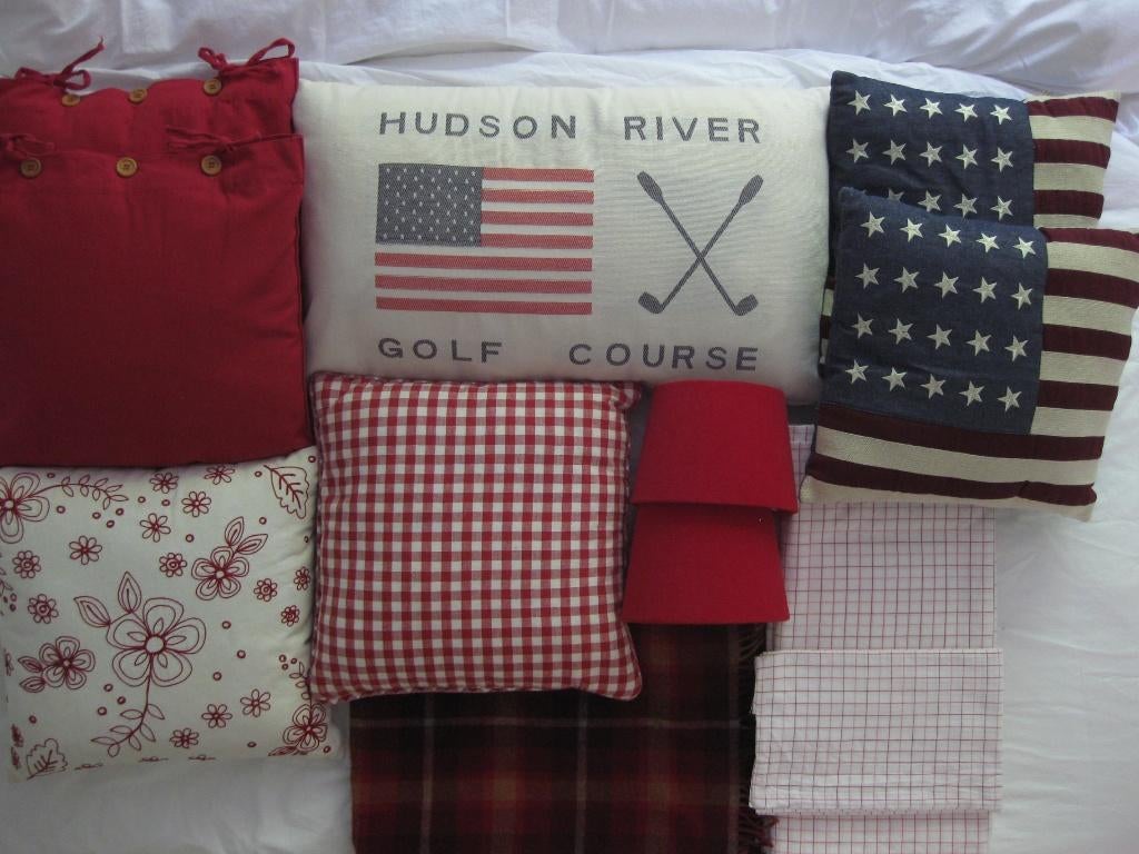 Kussen Golf Course golfbaan hoeslaken sloop lampenkap rood, Ophalen of Verzenden, Zo goed als nieuw, Rood, Rechthoekig