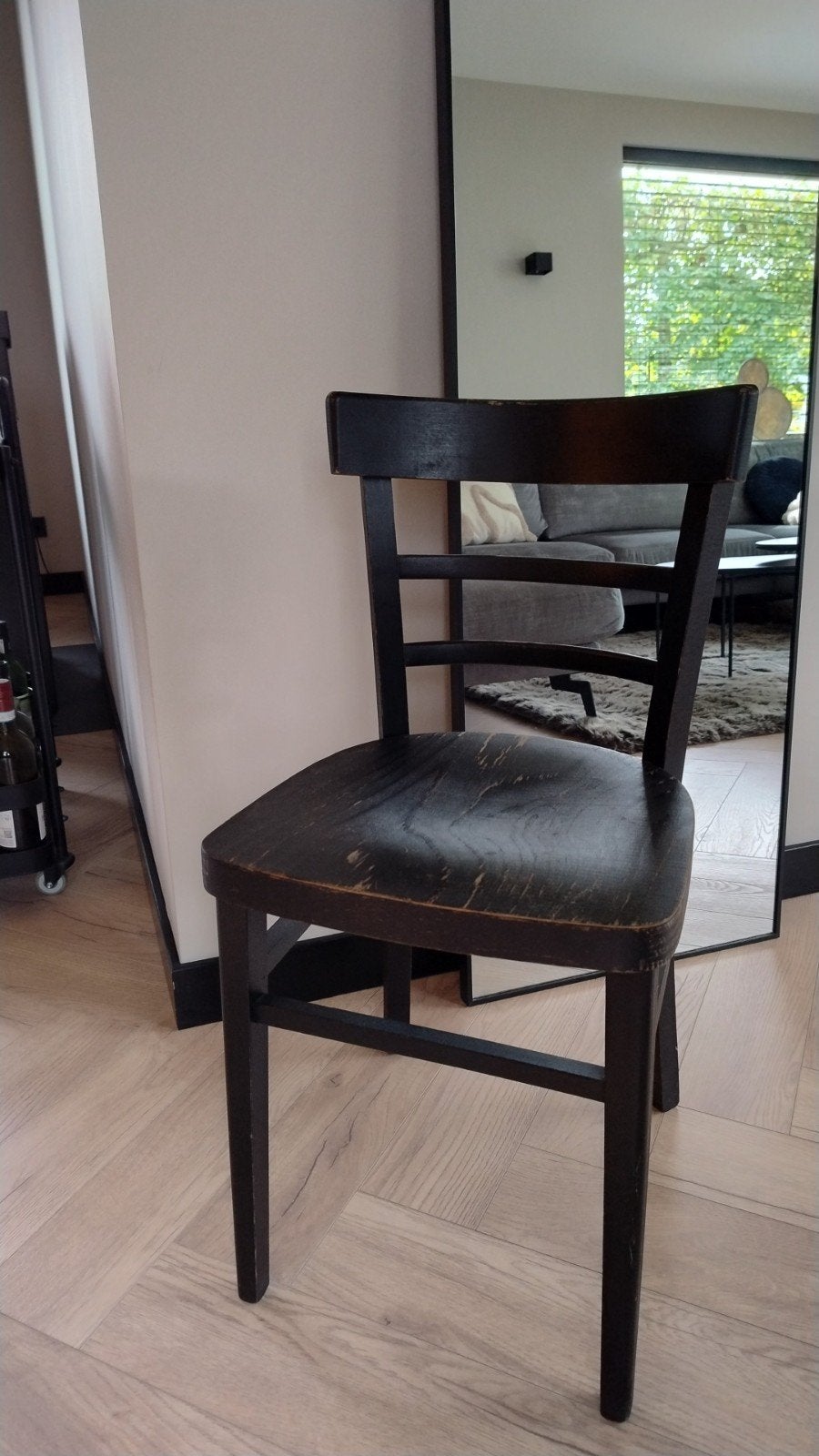 Houten stoeltje, Huis en Inrichting, Stoelen, Ophalen, Gebruikt, Zwart, Eén