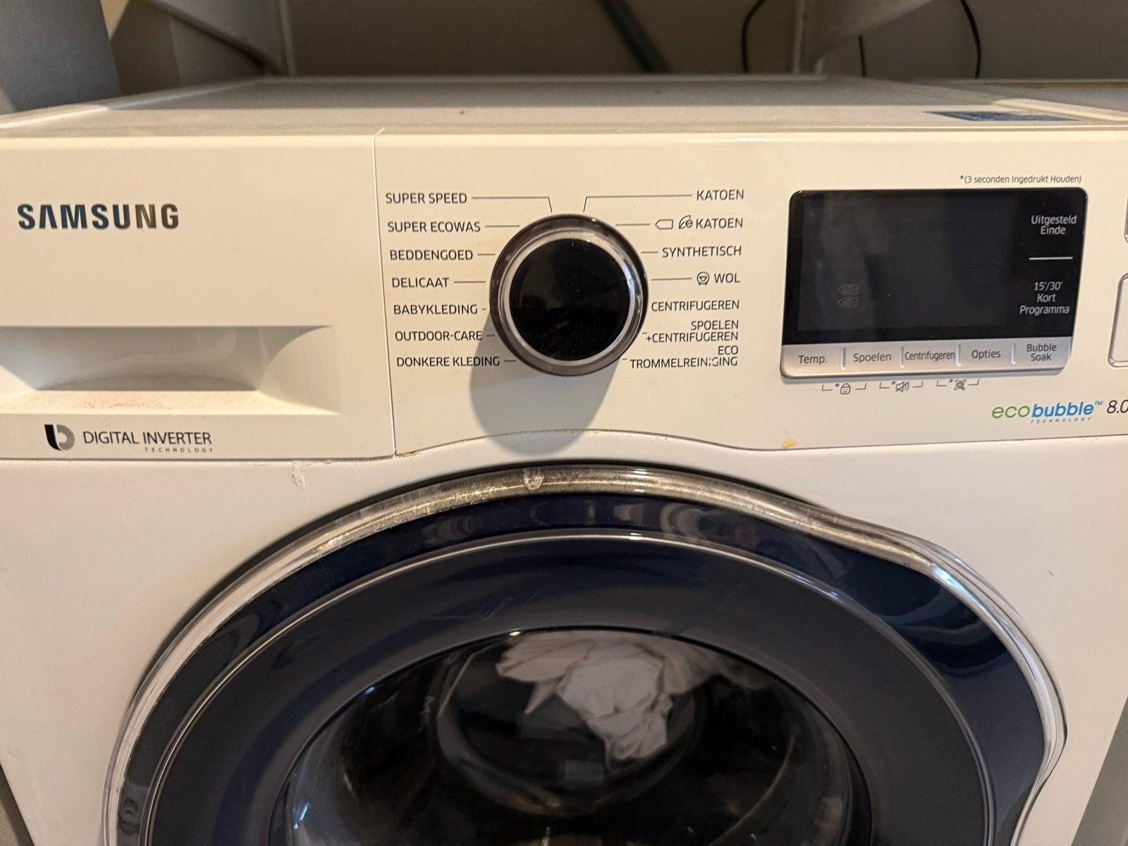 Samsung EcoBubble 8.0kg wasmachine, Witgoed en Apparatuur, Gebruikt, Ophalen of Verzenden, Voorlader, 85 tot 90 cm