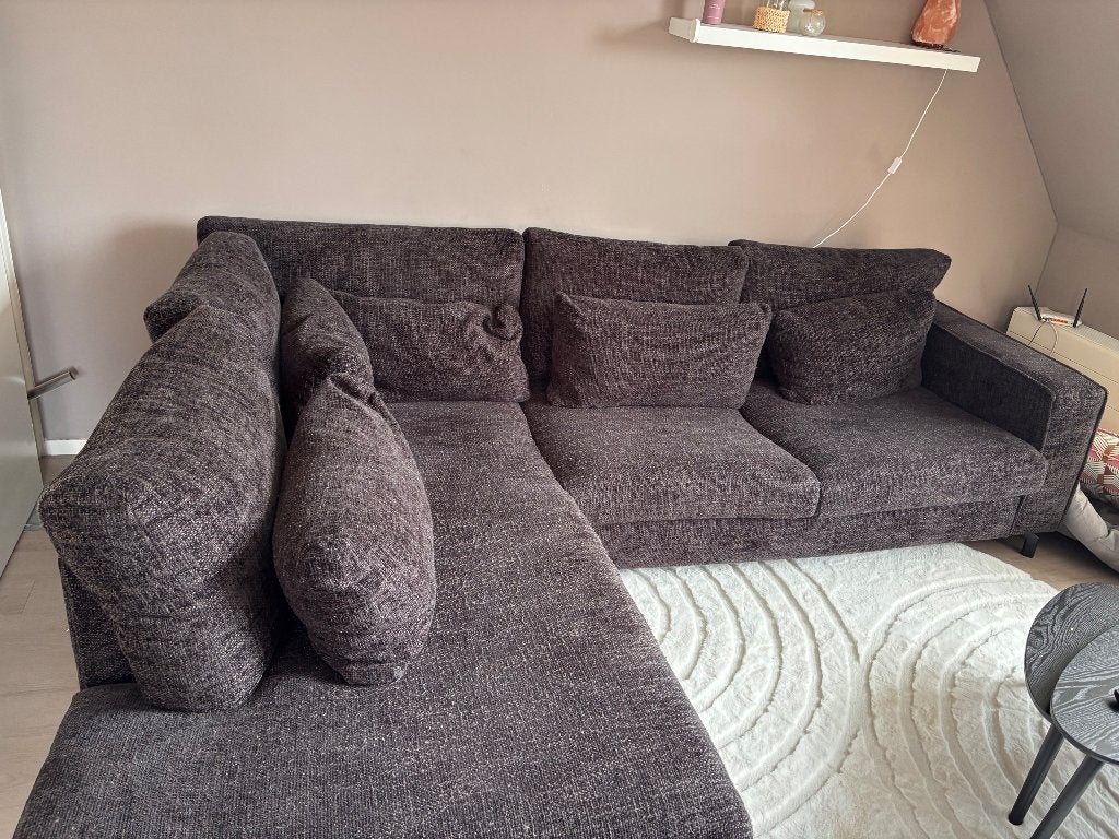 Mooie Zwarte Bank te koop, Ophalen, 250 tot 300 cm, Gebruikt, Hoekbank