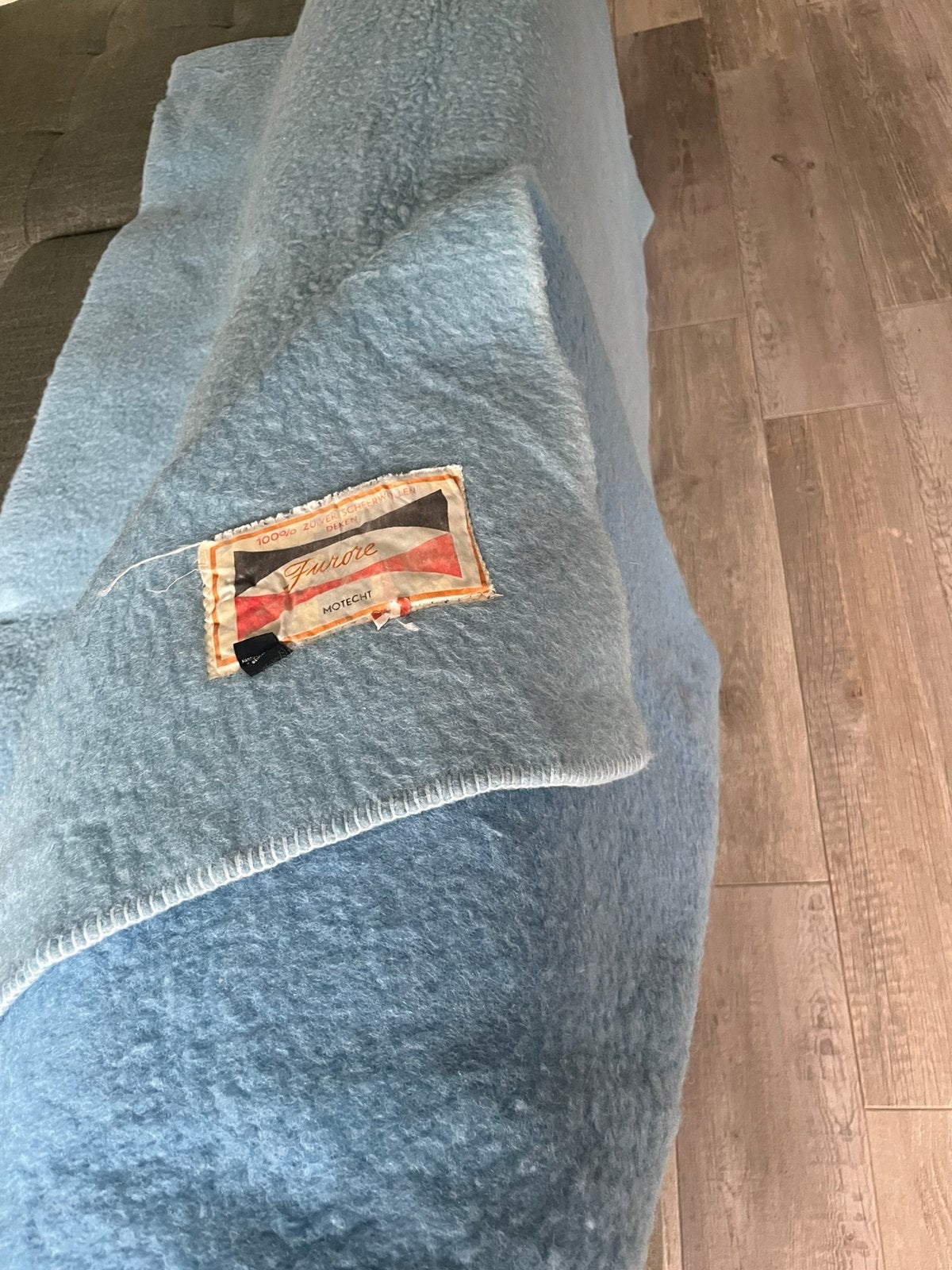 Mooie blauwe wollen vintage deken, Ophalen of Verzenden, Gebruikt