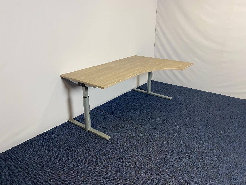 2 x Wingbureau Gispen TM (rechtsom), 180 x 120/80 cm., Ophalen, Gebruikt, 120 cm, In hoogte verstelbaar