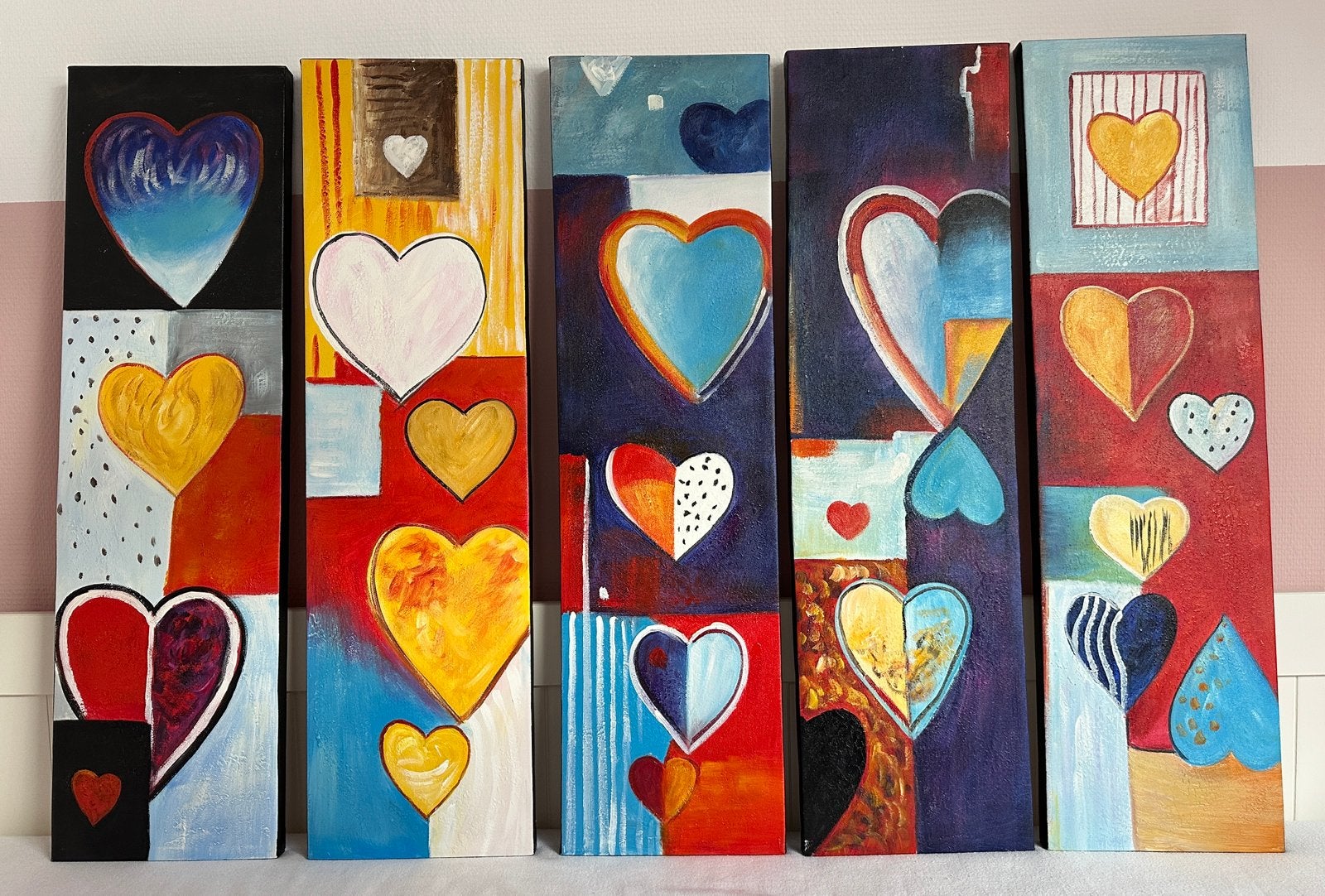 Schilderij met hartjes - Kleurrijk en modern, Ophalen