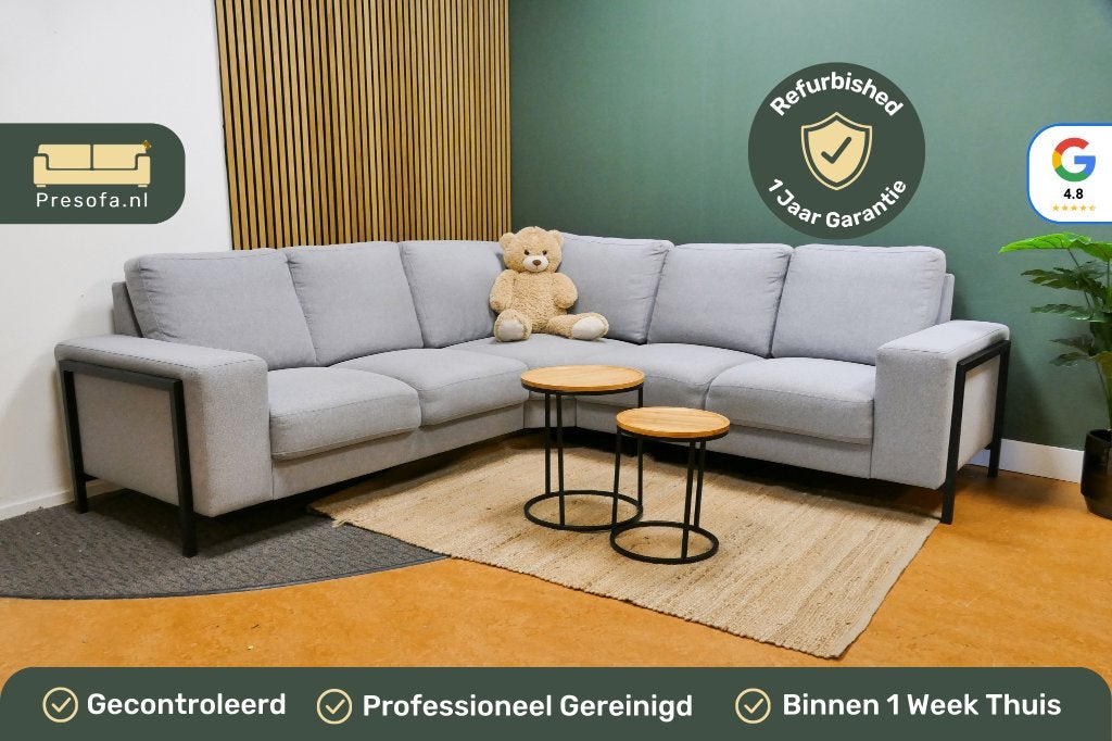 Kleine Hoekbank Licht Grijs [Refurbished], Huis en Inrichting, Banken | Bankstellen, -, -, Hoekbank, Ophalen of Verzenden