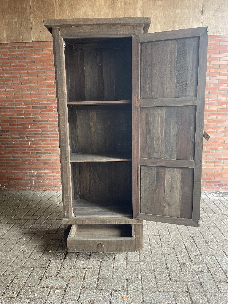 OLDWOOD 01 Kabinet 80 cm breed -190 cm hoog -50 cm diep, Nieuw, 3 of 4 laden, Oud hout old look, 150 tot 200 cm