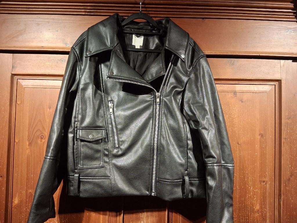 Imitatie leren jack M H&M, Kleding | Dames, Maat 38/40 (M), H&M, Zwart, Ophalen of Verzenden