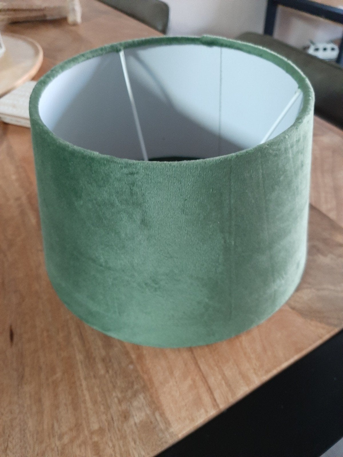 Nieuwe velours lampenkap - Groen, Huis en Inrichting, Lampen | Lampenkappen, Overige typen, Rond, Nieuw, Ophalen of Verzenden
