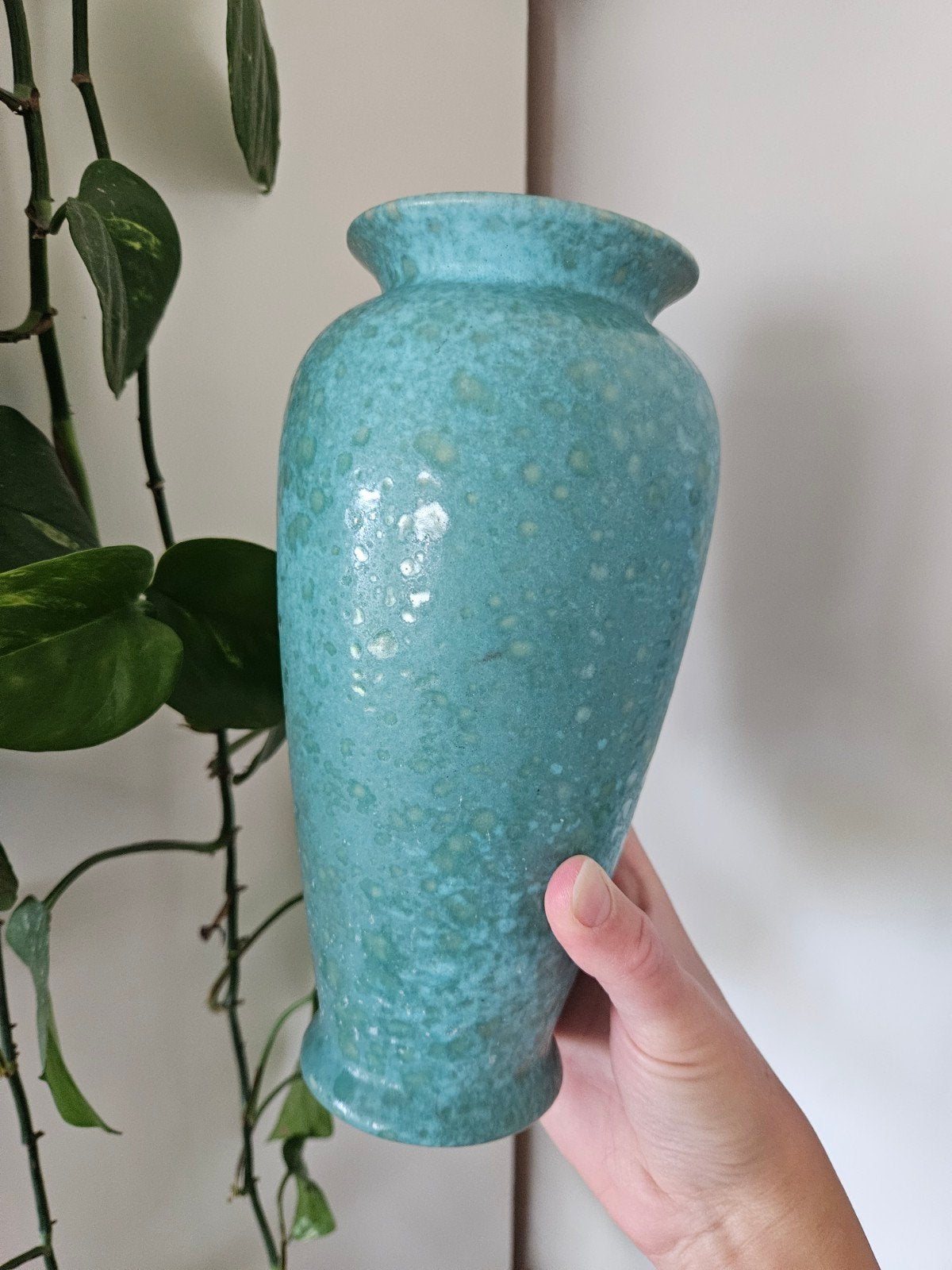 Scheurich Keramik vaas 315-22 – turquoise west germany, Huis en Inrichting, Woonaccessoires | Vazen, Blauw, Aardewerk of Porselein