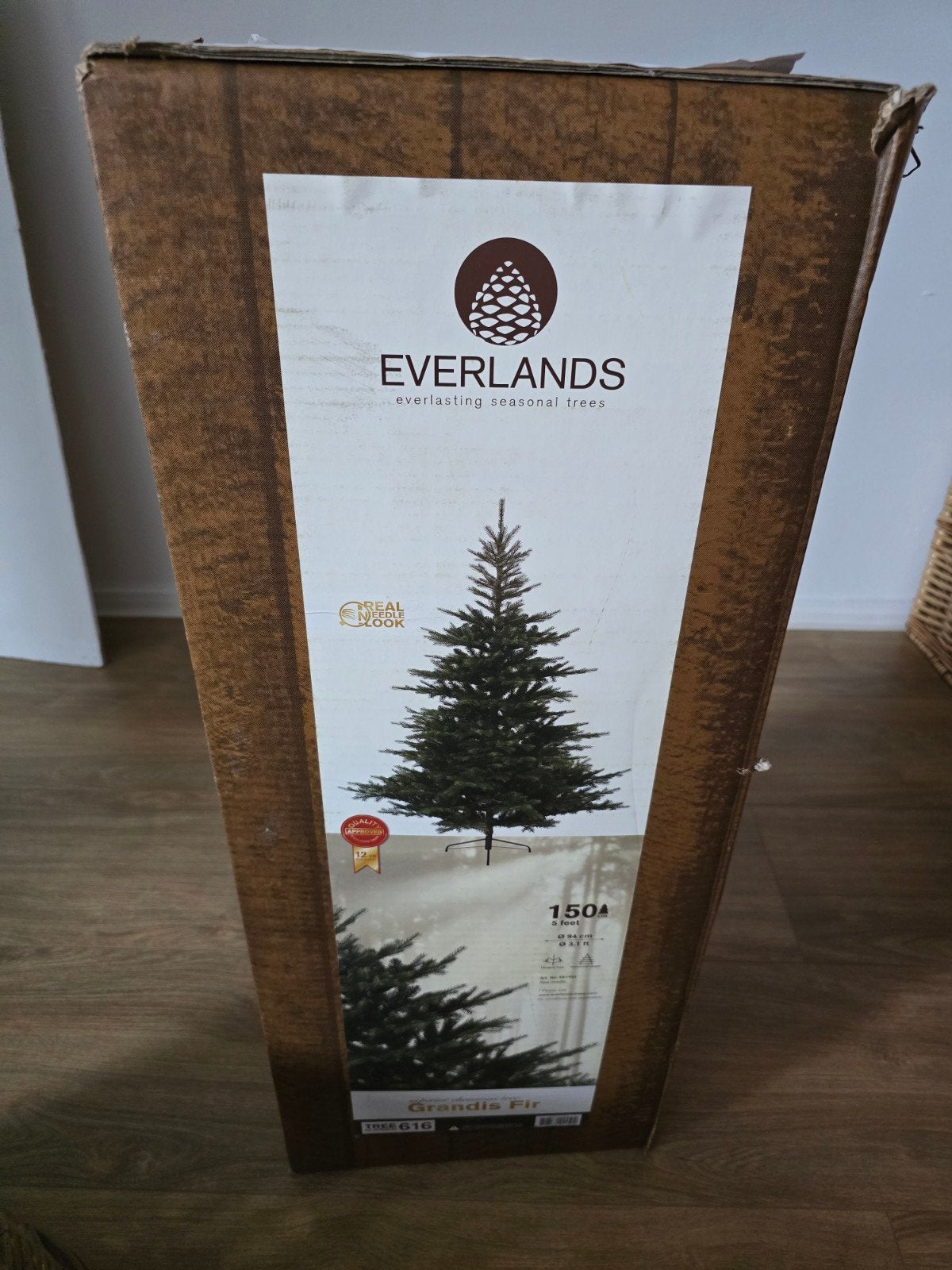 Kunstkerstboom 150cm incl rietenmand, Diversen, Ophalen
