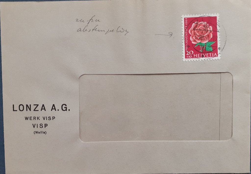 Zwitserland Envelop 1964, Postzegels en Munten, Brieven en Enveloppen | Buitenland, Ophalen of Verzenden, Envelop