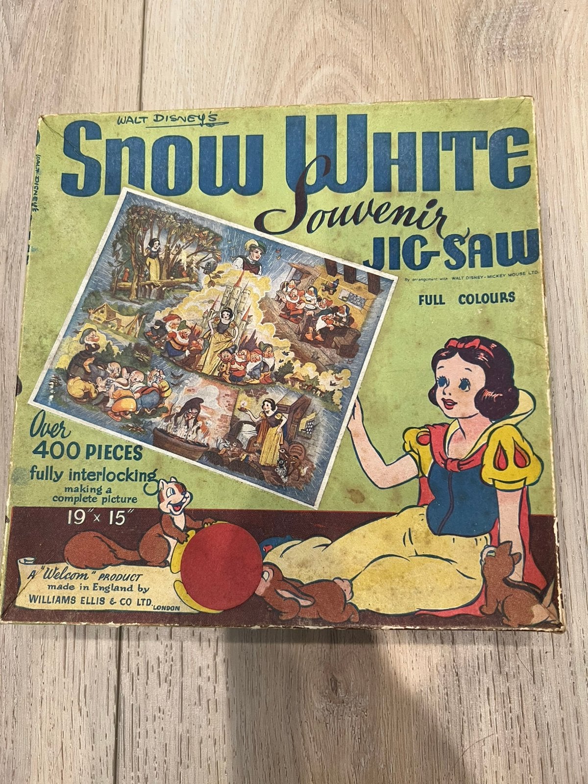 Zeldzame Vintage Disney Puzzel (ca. 1939), Ophalen of Verzenden, Sneeuwwitje of Doornroosje, Gebruikt, Overige typen
