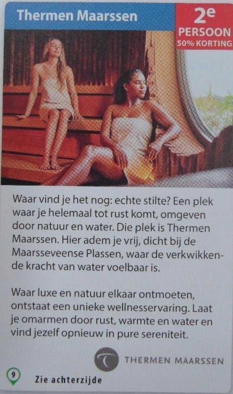 Kortingsbon Thermen Maarssen, Twee personen, Kortingsbon, Spa of Sauna