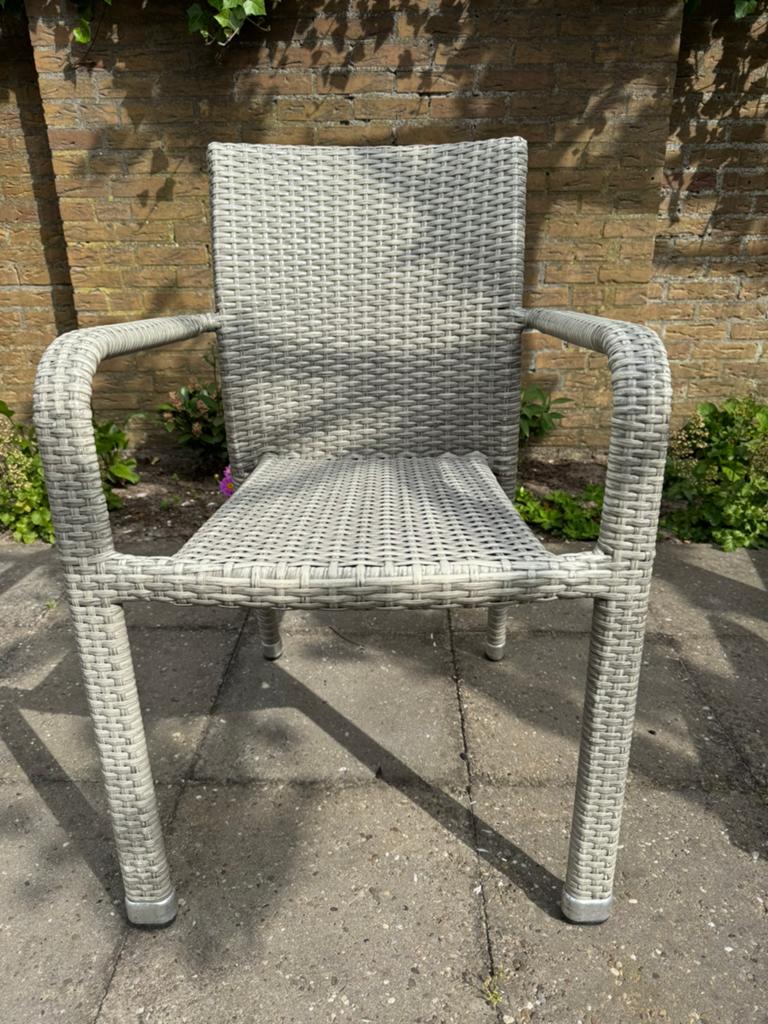 Tuinstoelen - terrasstoelen - knuststof riet, Ophalen, Zo goed als nieuw, Kunststof