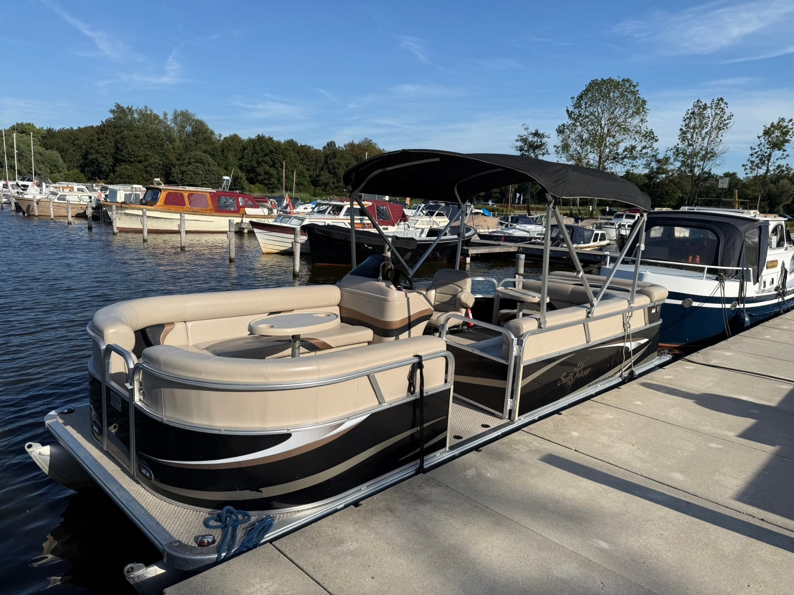 Amerikaanse ponton boot 30 pk yamaha, Ophalen, Benzine, Navigatie