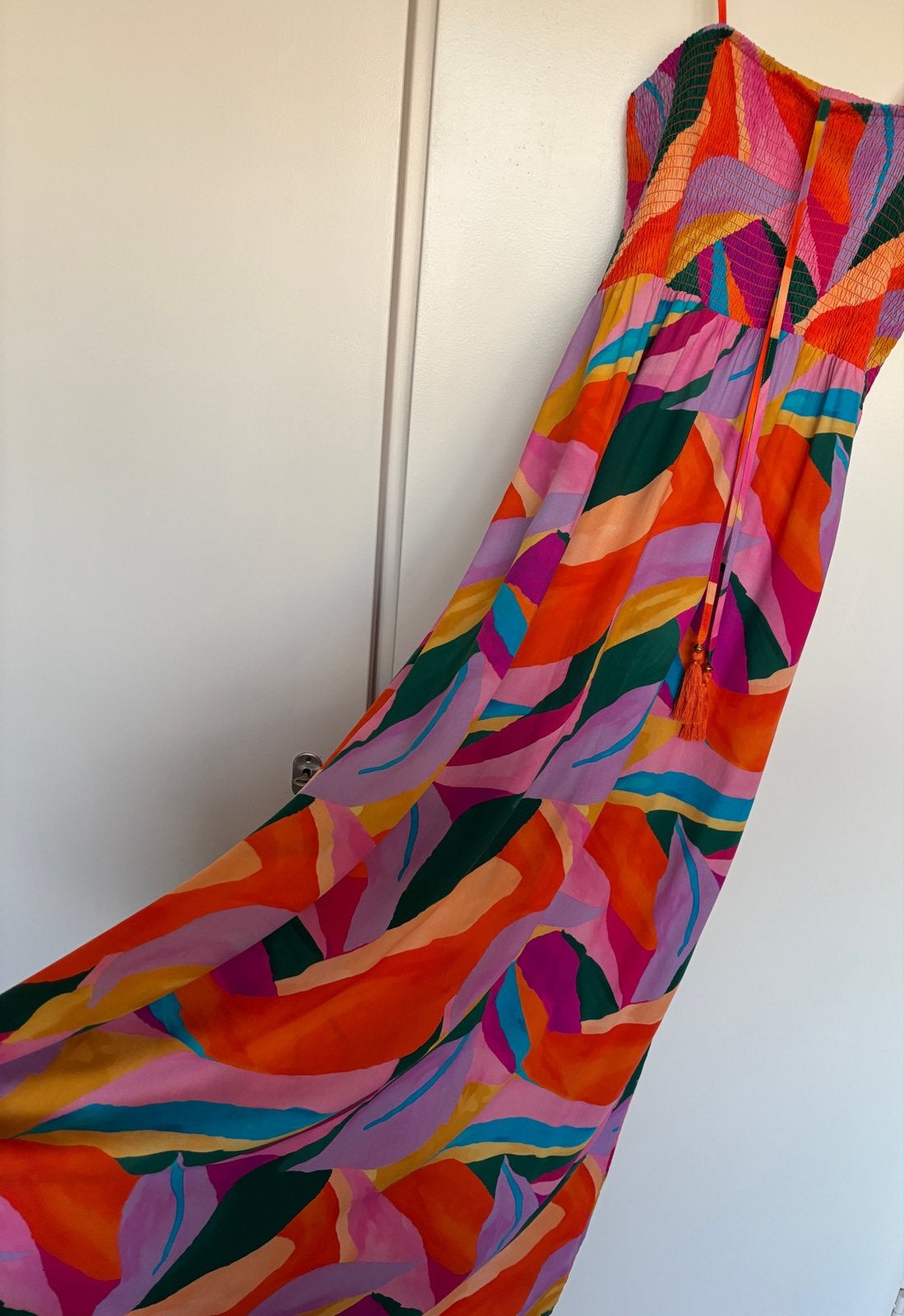Kleurrijke maxi-jurk met bandjes - Maat 46/48 (XL), Meerkleurig, Maat 46/48 (XL) of groter, Ophalen of Verzenden, Zo goed als nieuw