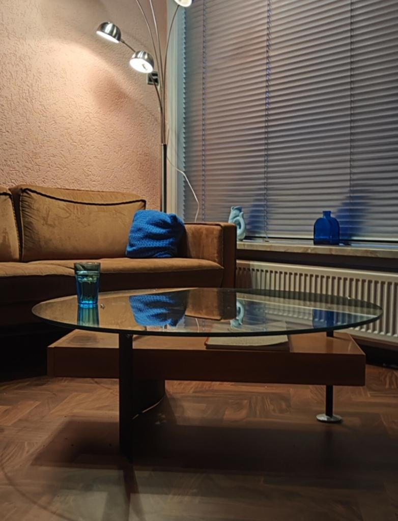 Salontafel space-age, retro Casprini Klee, Ophalen, Gebruikt, Glas, Rond