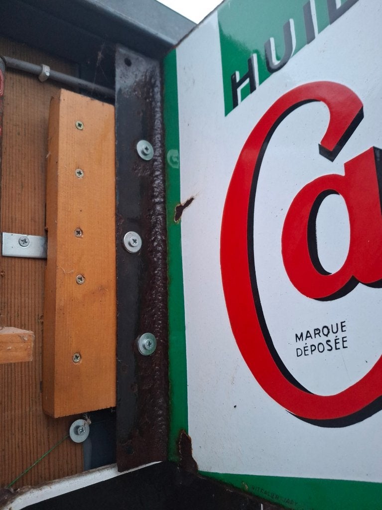 Origineel dubbelzijdig emaille reclamebord CASTROL, Ophalen of Verzenden, Gebruikt, Reclamebord