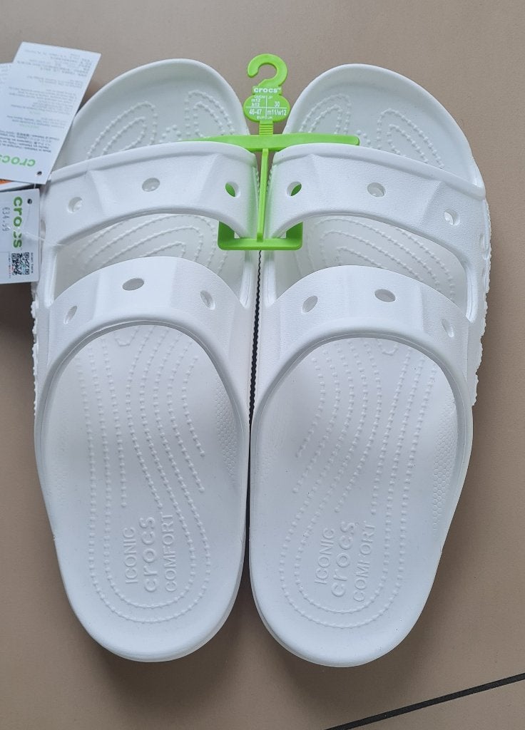 Nieuwe witte Crocs slippers, maat 46-47, Slippers, Crocs, Wit, Nieuw