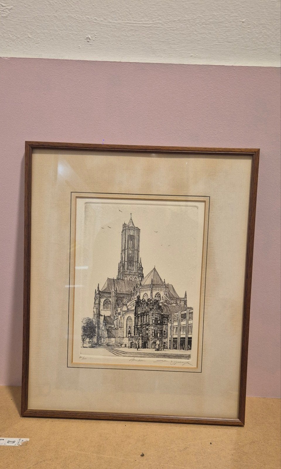 Ets Grote of Eusebiuskerk Arnhem - Gesigneerd en Ingelijst, Ophalen of Verzenden