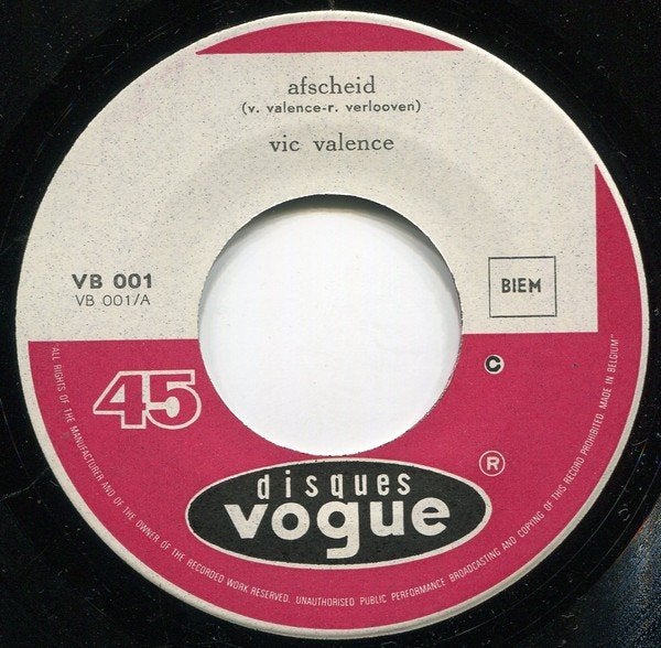 Vic Valence - Afscheid & Eenzaam 1966 zeldzaam-ook versturen, Ophalen, Gebruikt, Nederlandstalig