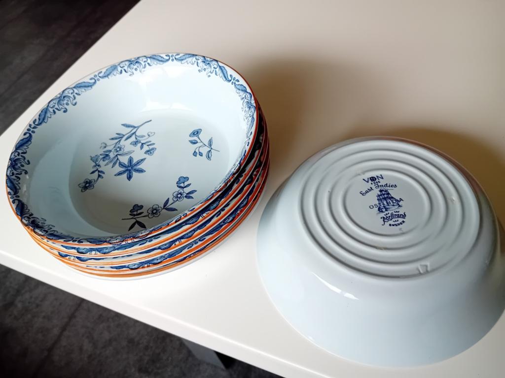 5 zeldzame ovenschaaltjes 17cm Rorstrand Ostindia East Indie, Ophalen of Verzenden, Zo goed als nieuw, Kom(men), Overige stijlen