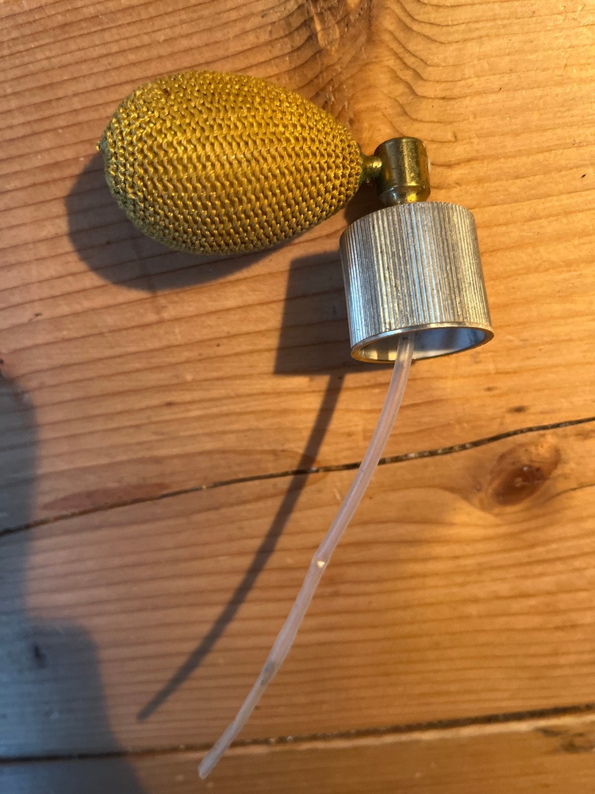 Vintage parfumverstuiver met gouden pompje, Ophalen of Verzenden