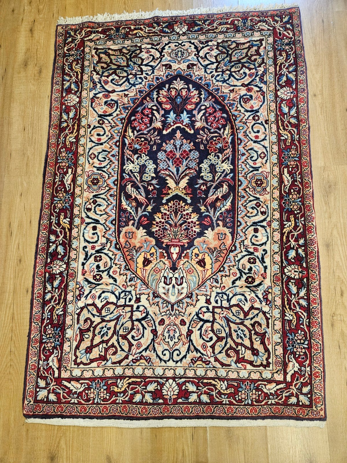 Handgeknoopt perzisch tapijt sarough 162x105, Info@SlatsAntiek.nl, Crème, 100 tot 150 cm, Perzisch
