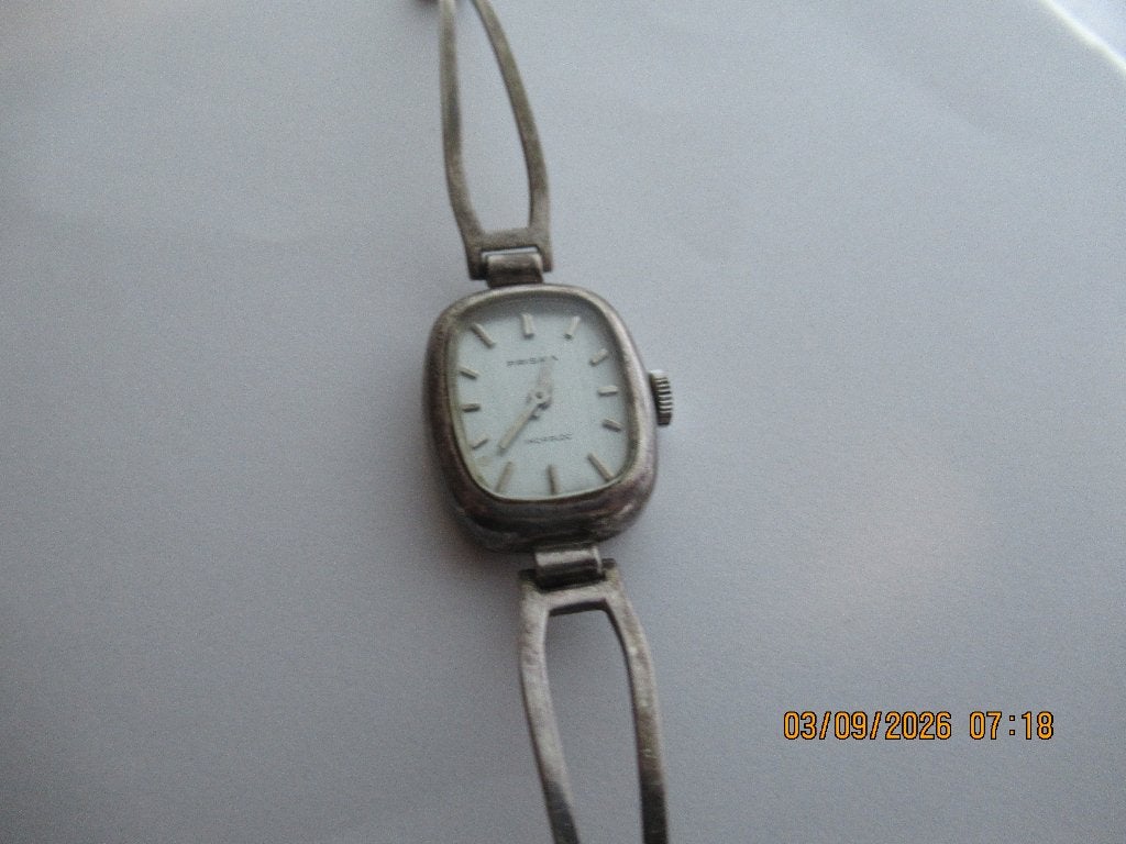 Zilveren dames Horloge Prisma, Sieraden, Tassen en Uiterlijk, Horloges | Dames, Overige merken, Gebruikt, Polshorloge, Overige materialen