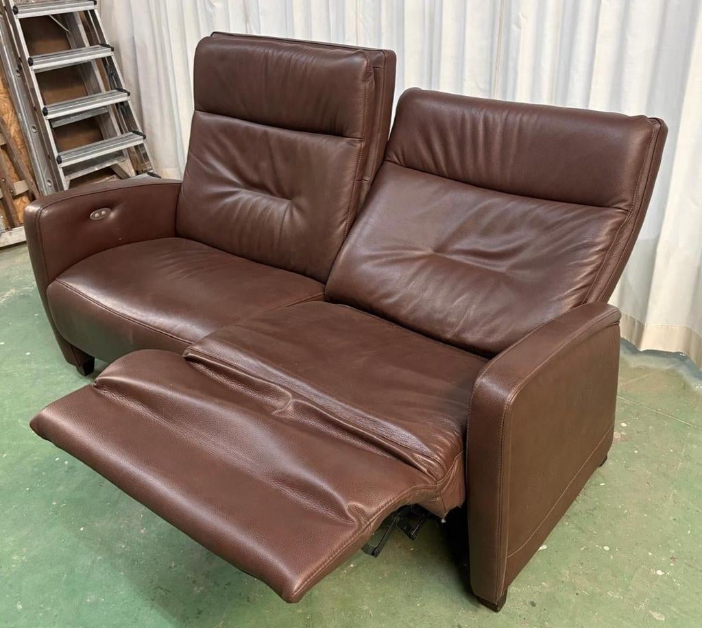 Leren 2zitsbank met relax, Ophalen, Gebruikt, Eenpersoons, 75 tot 100 cm