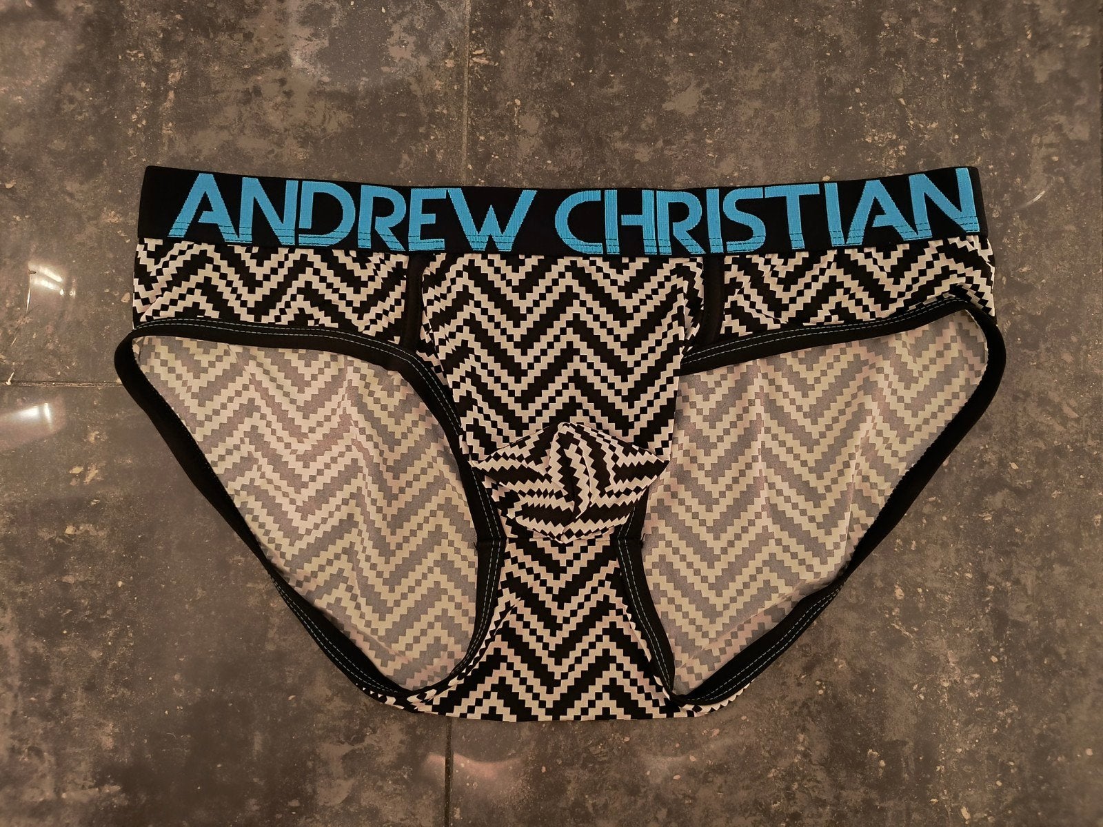 Maat L | Andrew Christian Zwarte Witte Visgraat Heren Slip, Kleding | Heren, Verzenden, Wit, Andrew Christian, Slip