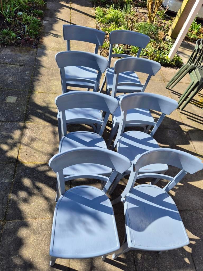 8 grijze Thonet stoelen eetkamerstoelen - opknap, Ophalen, Gebruikt, Thornet, Grijs