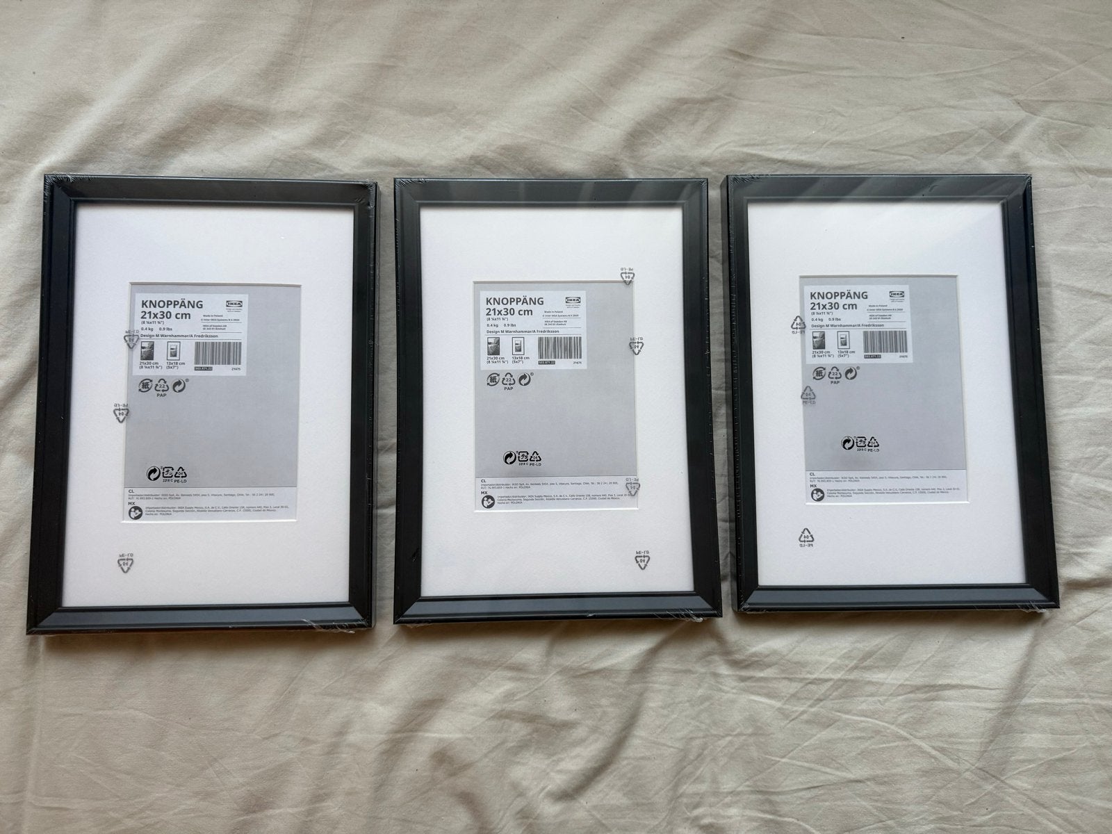 3x IKEA Knoppäng fotolijst 21x30 cm, zwart, nieuw, Kunststof, Nieuw, Ophalen of Verzenden, Fotolijst