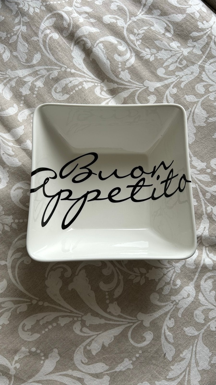 Rivièra Maison schaal 'Buon Appetito' maat L20, Porselein of Keramiek, Schaal, Vierkant, Nieuw