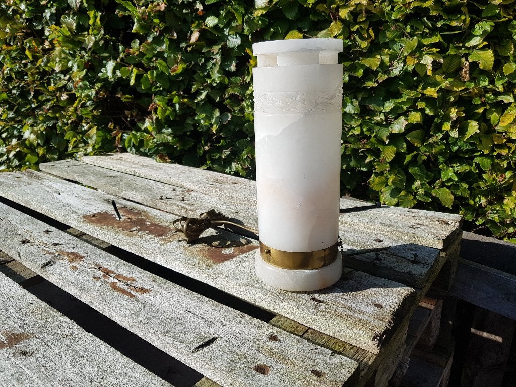 antiek vintage massief marmeren tafellamp met bovenkant, Antiek en Kunst, Ophalen of Verzenden
