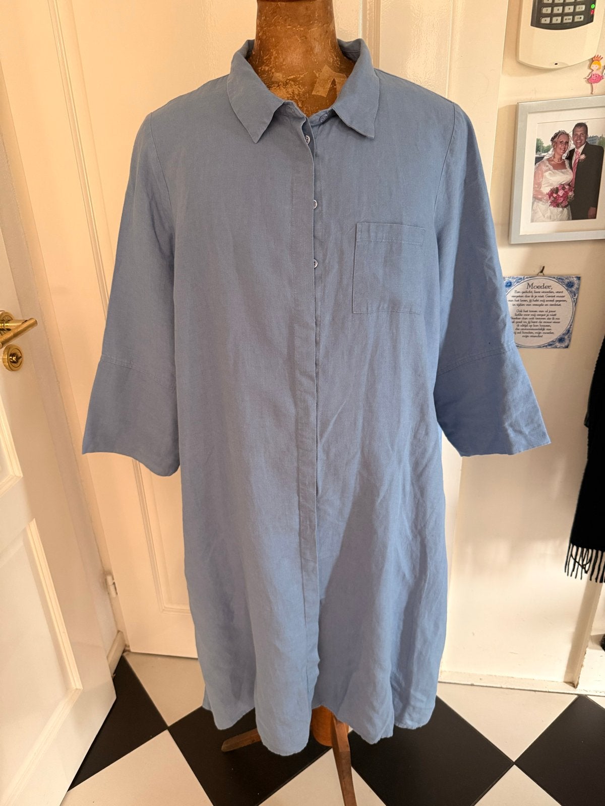 Portraits 100% Linnen Jurk/Tuniek - Maat XXL, Blauw, Maat 46/48 (XL) of groter, Ophalen of Verzenden, Zo goed als nieuw