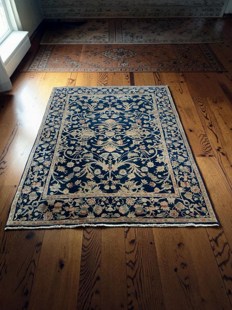 Vintage Indo Kashan Perzisch handgeknoopt wollen tapijt, Antiek en Kunst, Ophalen