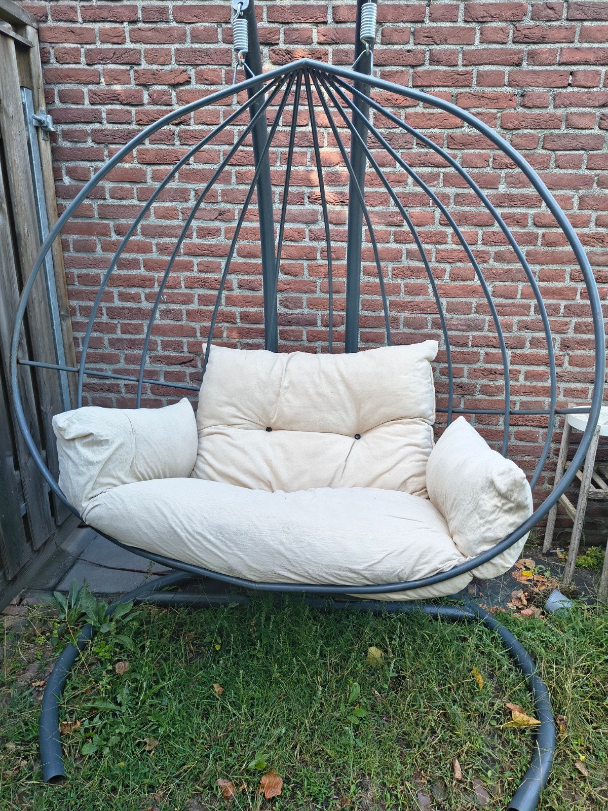 Tweepersoons hangstoel ei schommelstoel, Ophalen of Verzenden, Gebruikt, Metaal