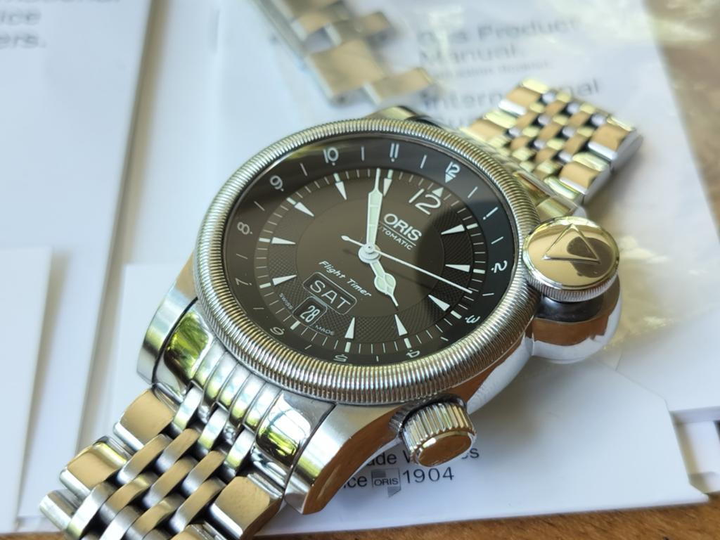 Prachtig Oris Flight Timer Day Date Automatic Horloge, Sieraden, Tassen en Uiterlijk, Sporthorloges, Zo goed als nieuw, Ophalen of Verzenden